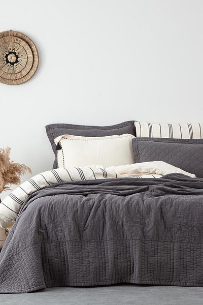 Ecocotton Set Cuvertură Pat Dublu Reha 100% Bumbac Antracit 240X260 Cm