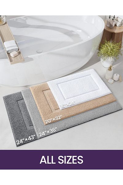 COOYA Ultra Absorbent Soft Bath Rug, Washable Non-Slip Bath Mat for Bathroom Floor, Tub, Shower Room