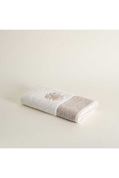 Ecocotton Ανδρική πετσέτα προσώπου Liva 100% οργανικό βαμβάκι κεντημένη κρέμα 50x90 cm