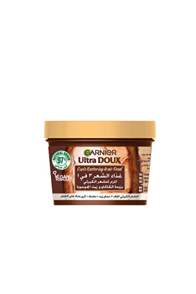 Garnier Ultra Doux Hair Food Curls Restoring Cocoa Butter 3-in-1 Hair Mask For Dry Curly Hair 390ml
