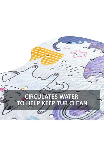 COOYA Shower Safety Mats 40x16 inch, Non-Slip Clean Bathroom Rug Mat with Drain Holes, Colored Cats