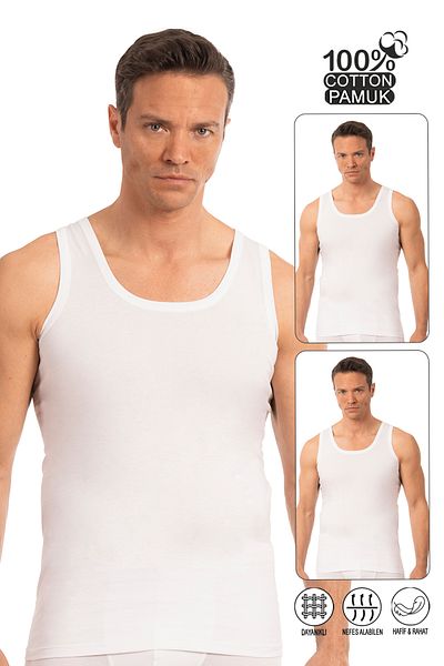 ÖZKAN underwear Özkan 0050 2 Pack Men's Cotton Single Jersey Flexible Comfortable Thick Strap Athlete