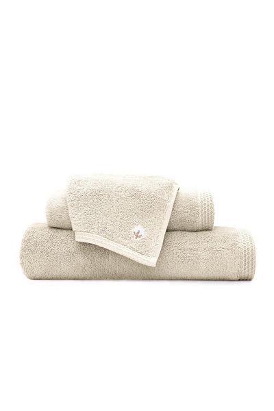 Ecocotton Σετ πετσετών 3 τεμαχίων από καθαρό βαμβάκι 100% οργανικό βαμβάκι με κέντημα μπεζ με πεταλούδα