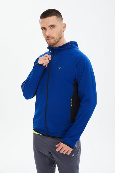 bilcee Ανδρικό Saks Blue Hooded Training Running Φούτερ με φερμουάρ Αθλητικό μπουφάν 0727