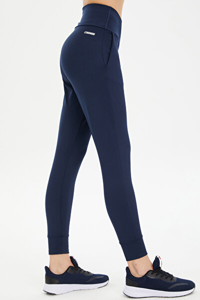 bilcee Kadın Lacivert Yüksek Bel Spor ve Günlük Likralı Esnek Antrenman Fashion Sporcu Tayt Pantolon 0676