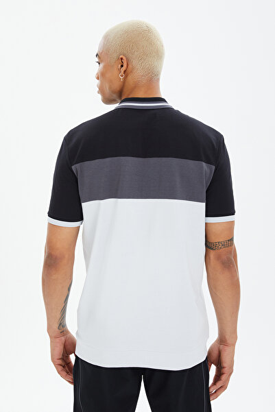 bilcee Men's Gray Lycra Cotton Zippered Polo Collar Casual and Sports T-Shirt 0778