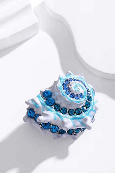 New Obsessions Maviş Parlak Taşlı Salyangoz Yaka İğnesi Kadın Broş