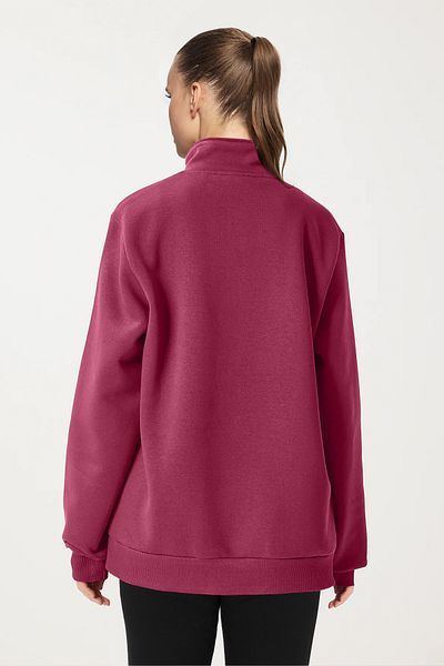 bilcee Peak Women's Plum Oversize Zippered Collar Sweatshirt 7012