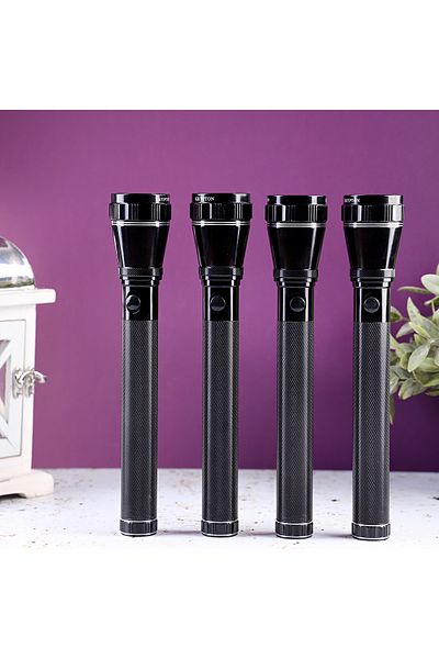 KRYPTON Rechargeable LED Flashlight 4PC - Super Bright CREE LED, 1900mAh Battery, USB Charging, Waterproof