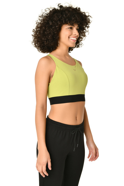 bilcee Women's Green Cross Back Detailed Covered Lightly Supported Sports and Daily Use Sports Bra Bra 879