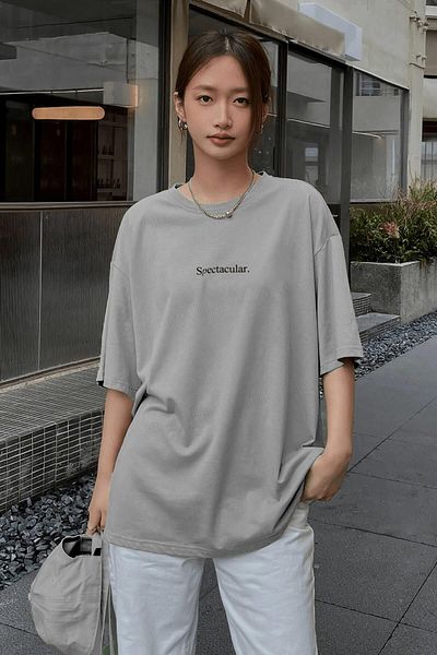 Teenage Millionaire Θεαματικό γκρι Oversize γυναικείο μπλουζάκι Salas Boyfriend