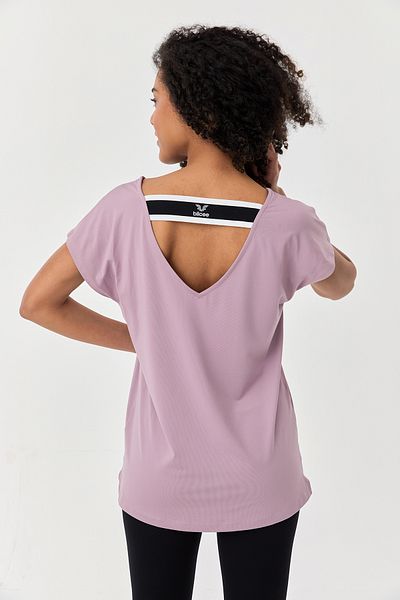 bilcee Women's Lilac Soft Textured Quick Dry Fitness Training Oversize T-Shirt 0698
