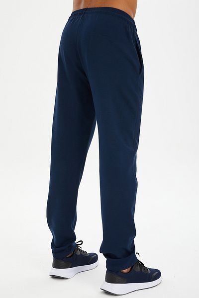 bilcee Pantaloni de sport pentru bărbați, albastru bleumarin, cu buzunare, cu picioare drepte, 7011