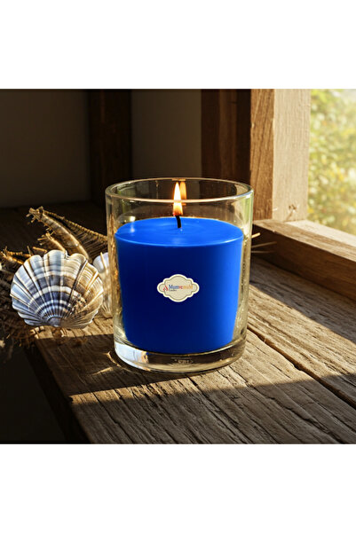MumvemuM Okyanus Kokulu Mavi Cam Bardak İçi Mum