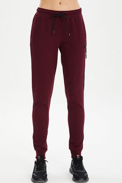 bilcee Pantaloni de sport sport din bumbac cu nervuri bordeaux pentru femei 0807