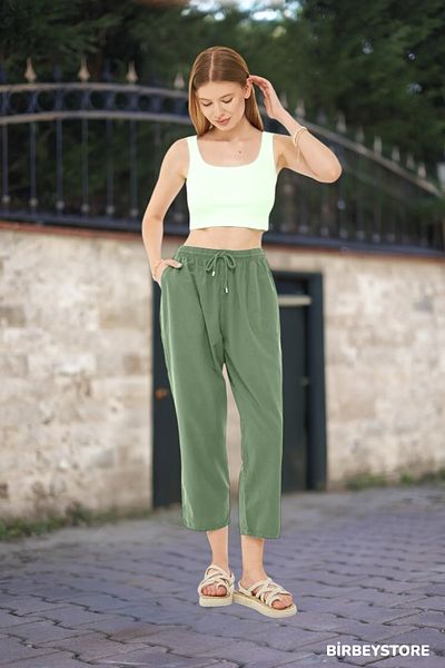 BİRBEYSTORE Unisex Plus Size Ακατέργαστο ύφασμα - Capri Unikal Style 100% Cotton Relaxed