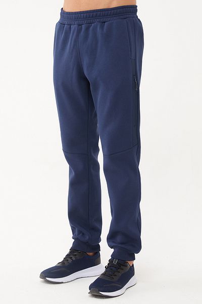 bilcee Pantaloni de sport pentru bărbați, albastru bleumarin, cu nervuri lungi, cu 3 fire, 1662