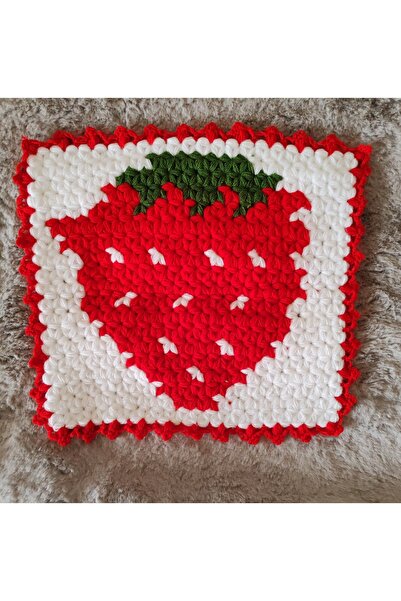 SevseHobi SEVSEHOBİ HANDMADE ÇİLEK DESENLİ BANYO/ SÜS/ ÇEYİZLİK KARE MODELLİ LİF