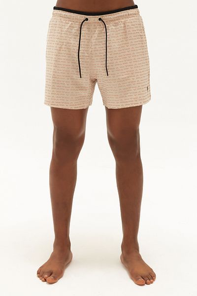 bilcee Men's Cream Patterned Sea Pool Training Sports Shorts 1708