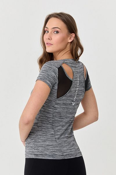 bilcee Body sport pentru femei cu decolteu în V, detaliat în spate, gri Melange 9756