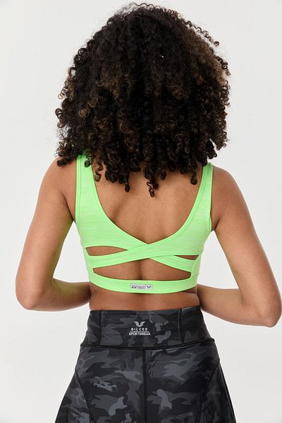 bilcee Γυναικείο αθλητικό σουτιέν Neon Green Melange Silky Touch Polyamide 9717