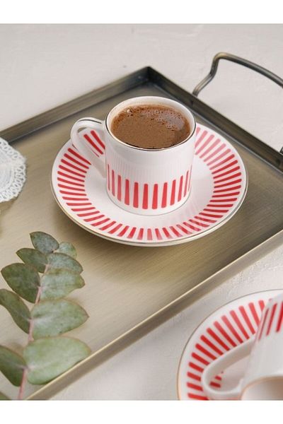 Viyalente 4 Piece Porcelain Alya Coffee Set 2 Cup Set