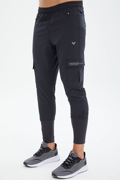 bilcee Pantaloni de sport pentru bărbați, antracit, din țesătură fină, cu buzunare cargo 0775