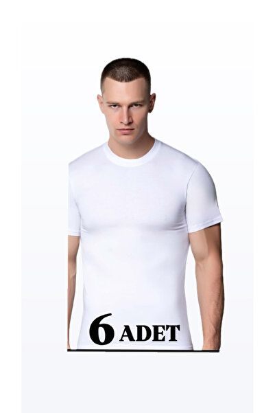 DONLİZZA Silver Men's Crew Neck Tank Top White 6 Pcs 3005
