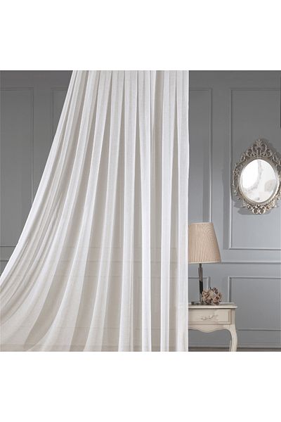 Solinas Collection Linen Cream 1 X 3 Close Pleat Tulle Curtain