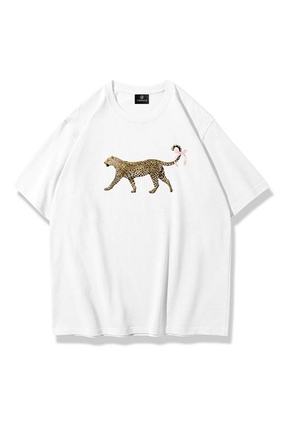 Trendiz Leopard Tail Ribbon - Προσωπικό Tshirt για Λευκό T-shirt