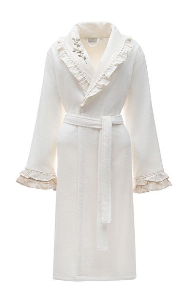 Ecocotton Leyna Women - Κεντητό μπουρνούζι από 100% οργανικό βαμβάκι, κρέμα