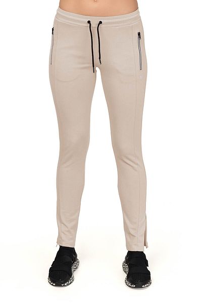 bilcee Cream Colored Cotton Women's Sweatpants - Zippered and Elastic Waist, Casual & Sports 1129