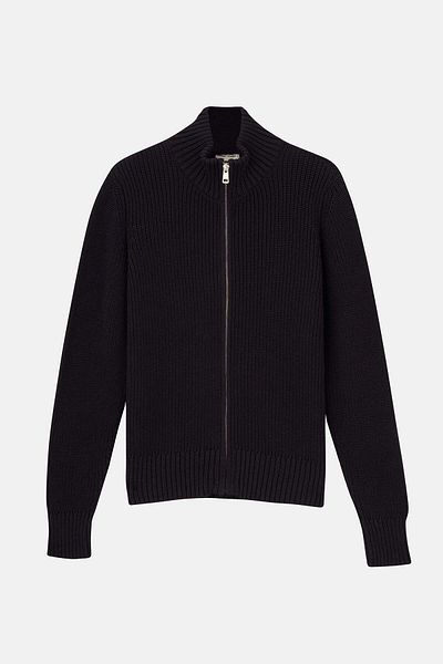 Socrates S Logo Zippered Knitwear - Black