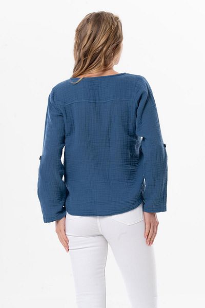 Eliş Şile Bezi Cămașă cu mânecă lungă din muselină Pearl Summer Indigo indg