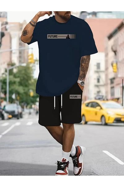 NO 601 Men's Future Printed Tsirt Shorts Set