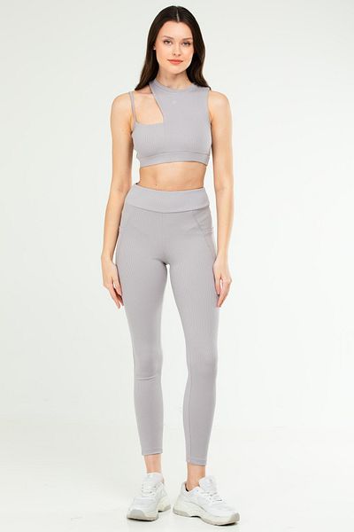 speedlife Set de jambiere de damă cu talie înaltă, gri, slim fit - Sb0849