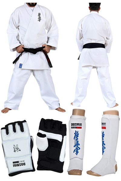 DO-SMAI Karate Suit - Kyokushin Set - Taekwondo Gloves - Professional Knitted Foot Caval Guard Set