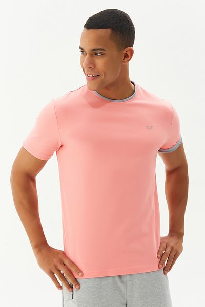 bilcee Tricou pentru bărbați, din bumbac coral, cu decolteu, pentru sport și ocazional, din bumbac 2374