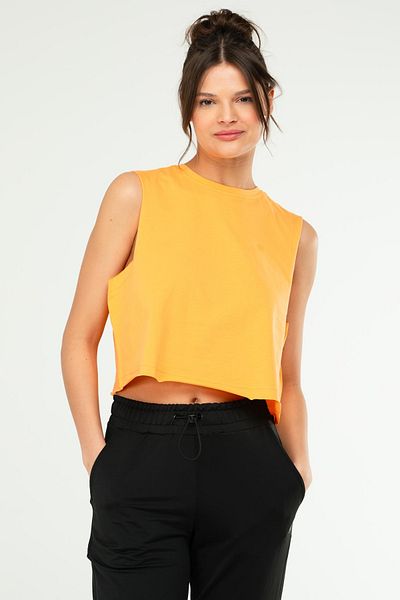 speedlife Tricou portocaliu 100% bumbac cu decolteu pentru femei - SF0749