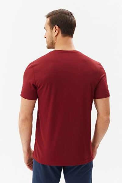 bilcee Men's Claret Red Large Size Knitted Sports T-Shirt 1754