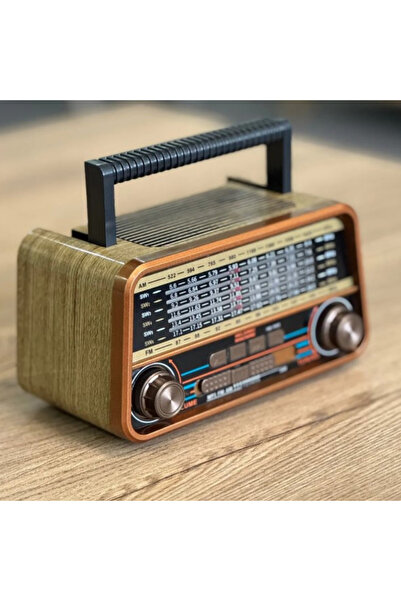 Manessa Nostaljik Radyo Fm Ahşap Görünümlü Bluetooth Hoparlör Ahşap Renk Vint...