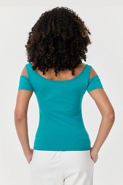 bilcee Tricou pentru femei Atlantis din bumbac Lycra cu detaliu pe umeri 9735