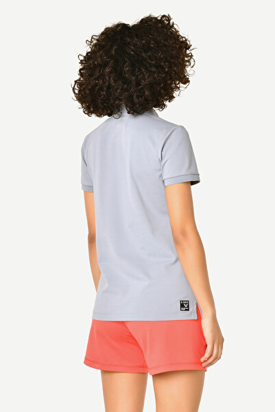 bilcee Γυναικείο βαμβακερό μπλουζάκι με κοντό μανίκι με γκρι κουμπιά 8719