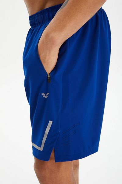 bilcee Ανδρικό σορτς προπόνησης Saks Blue Slit Leg με φερμουάρ και λεπτό υφαντό ύφασμα 0699