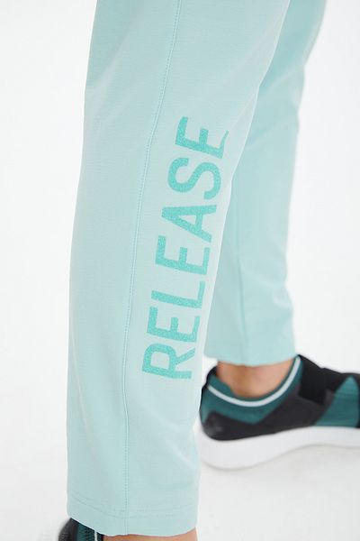 bilcee Pantaloni de sport pentru exterior, țesuți cu lycra turcoaz, cu picioare înguste 0734
