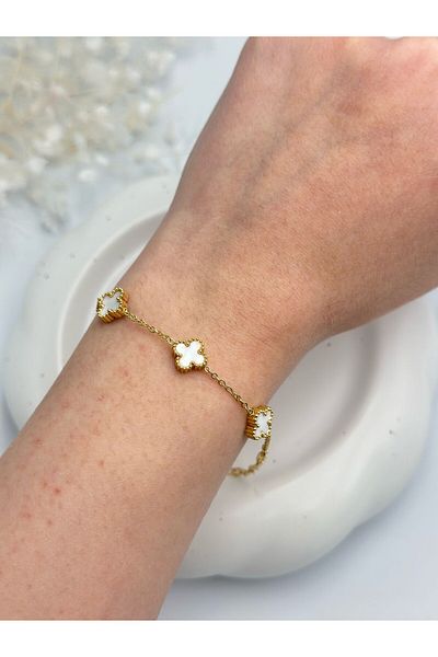 MyladyAccessoriess سوار فولاذي ملون - صف البرسيم وتفاصيل - أحمر