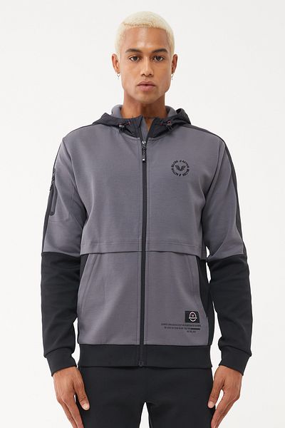 bilcee Men's Gray Hooded Lycra Cotton Tracksuit 1525