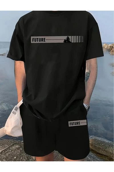 NO 601 Men's Future Printed Tsirt Shorts Set