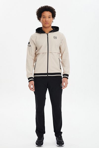 bilcee Men's Cream Hooded Woven Straight Leg Tracksuit Set 0694