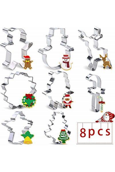 Cieex Комплект от 8 форми за торта Cieex, сребърни, неръждаема стомана